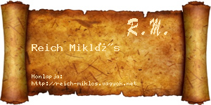 Reich Miklós névjegykártya